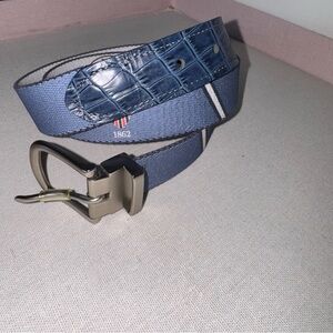 New Doc Murphy Canvas Alligator Leather Belt Blue American Flag Cut to Size
